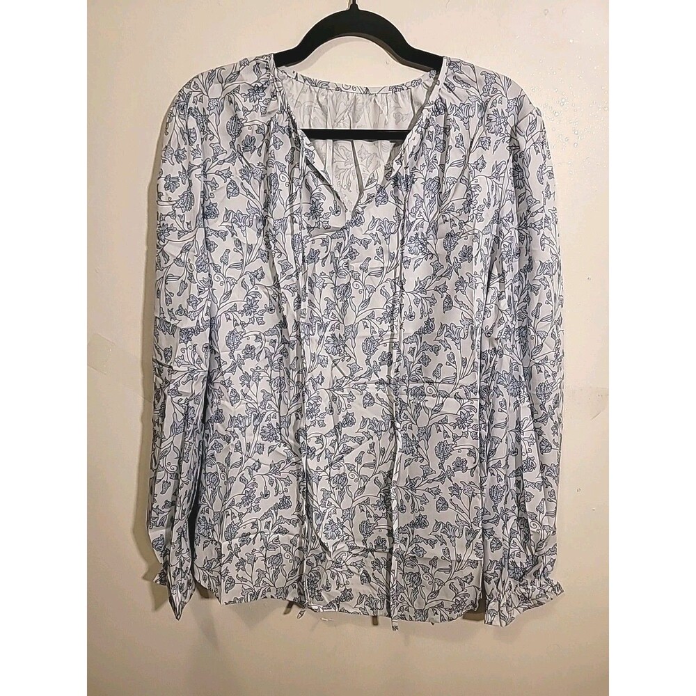 Unbranded Floral Long Sleeve Blouse With Gathered Sleeve At Wrist, Size XL, NWOT